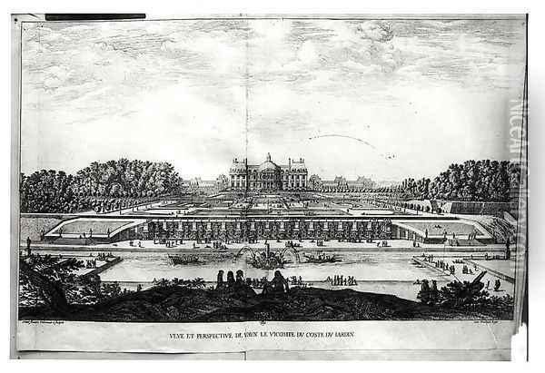 Perspective View of the garden facade of the Chateau of Vaux-le-Vicomte Oil Painting - Israel Silvestre the Younger