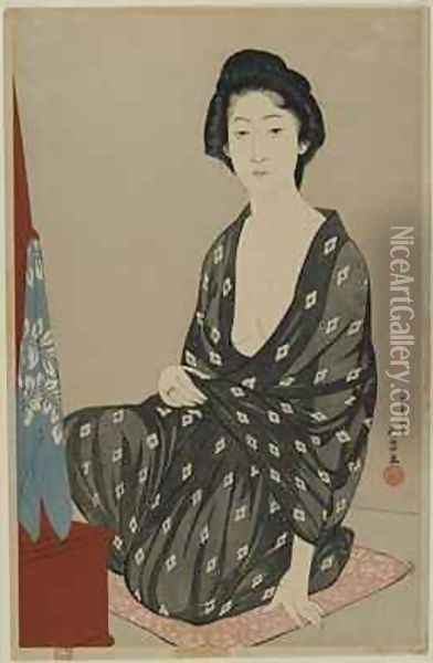 Woman in Summer Dress Taisho era Oil Painting - Goyo Hashiguchi