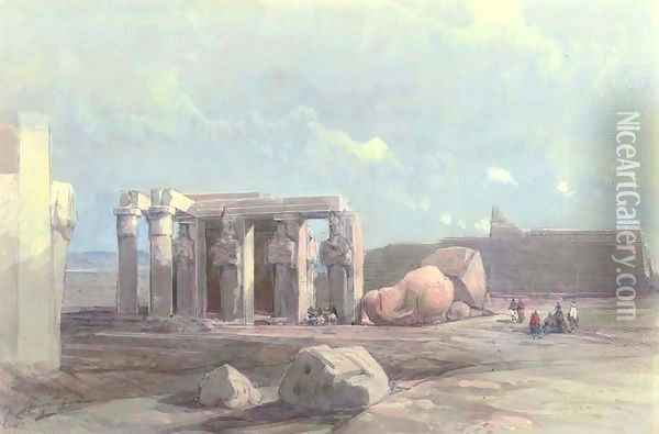 Fragments of a Colossal statue at the Memnonium, Thebes Oil Painting - David Roberts