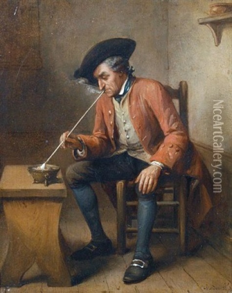 The Pipe Smoker Oil Painting - Jean Baptiste Madou