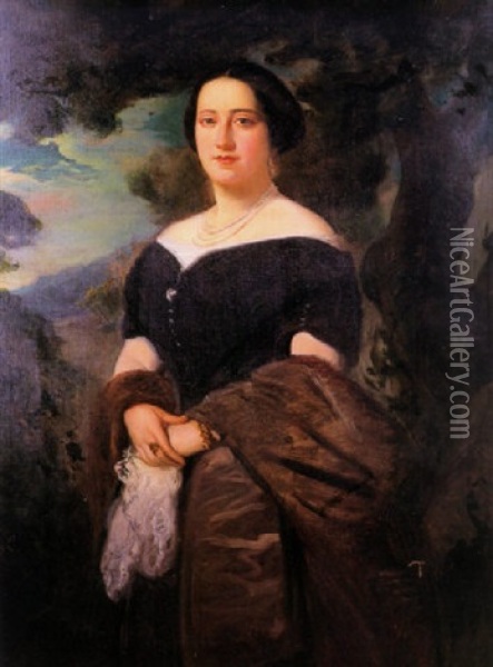 Retrato De Dama Oil Painting - Federico De Madrazo De Ochoa