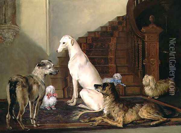 Waiting at the Foot of the Stairs, 1856 Oil Painting - Henry Calvert