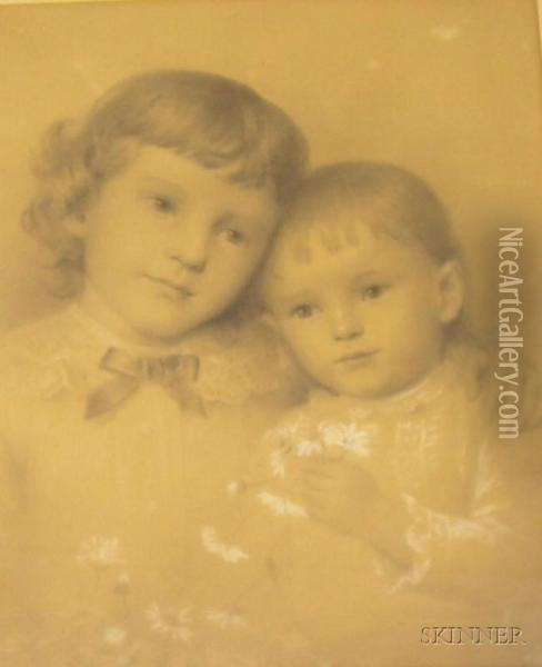 Portrait Of Two Children Oil Painting - Jennie Augusta Brownscombe