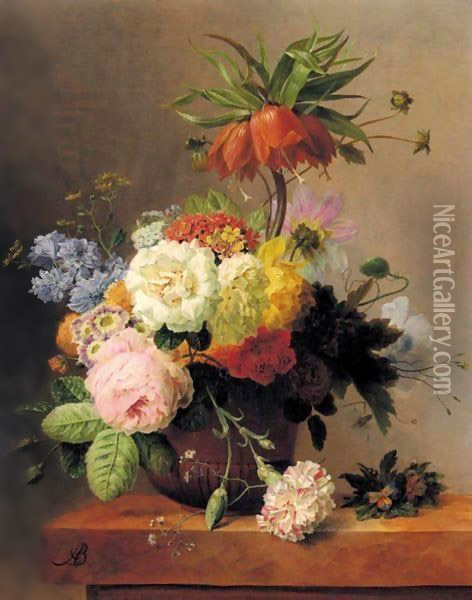 Still-Life With Assorted Flowers Oil Painting - Arnoldus Bloemers