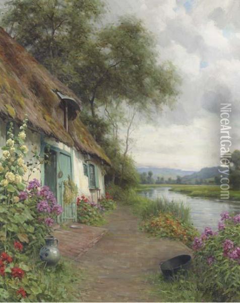 A Riverside Cottage Oil Painting - Louis Aston Knight