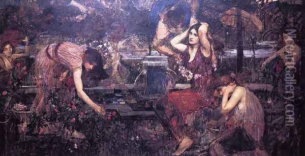Sketch for 'Flora and the Zephyrs' Oil Painting - John William Waterhouse