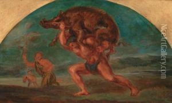 Hercule Et Le Sanglier D'erymanthe Oil Painting - Leon Louis Riesener