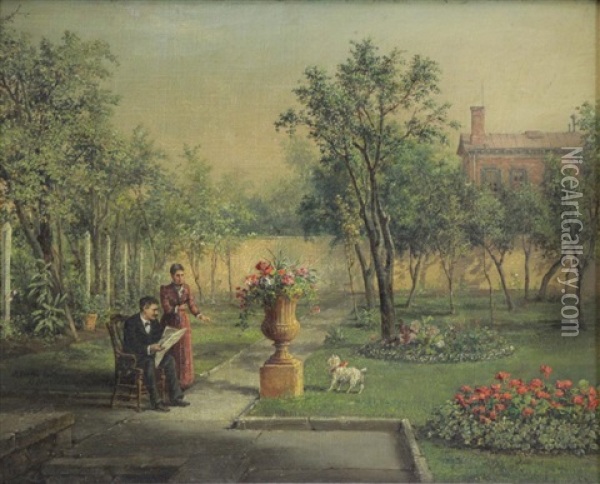 Garden Scene Oil Painting - John Linton Chapman