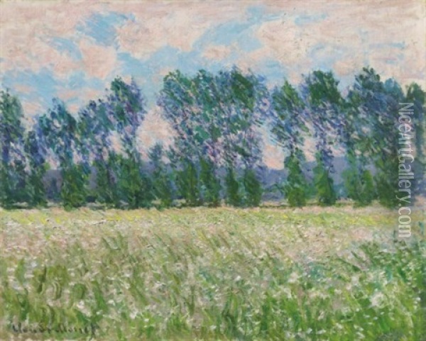 Prairie A Giverny Oil Painting - Claude Monet