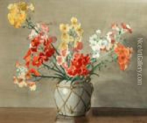 Flowers In A Ginger Jar Oil Painting - Kate Wylie