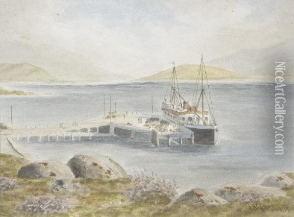 Unloading Coal At Harbour Oil Painting - Joseph Carey Carey