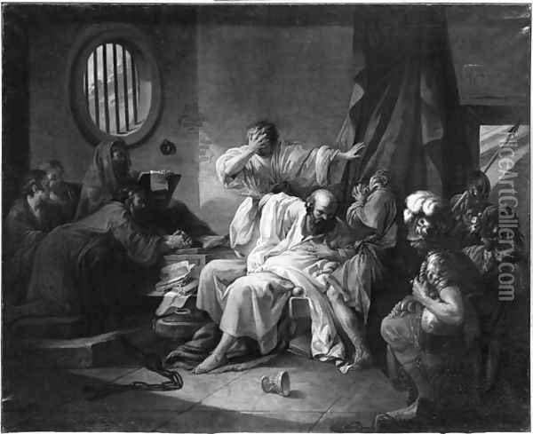 The Death of Socrates 470-499 BC 1762 Oil Painting - Jacques-Philip-Joseph de Saint-Quentin