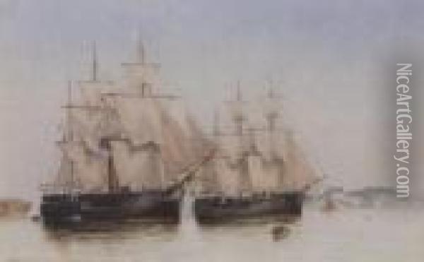 Torpedo Boats (#) Leomas 
Corvette (#) Bacchante (#) Alexandra (#) Iron Duke (#) Iron Ship Oil Painting - Auguste Ballin