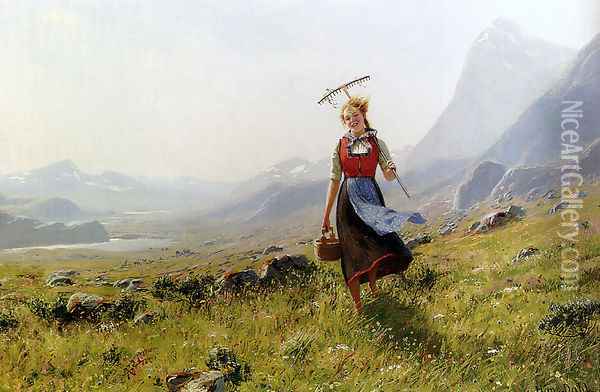 In The Mountains Oil Painting - Hans Dahl