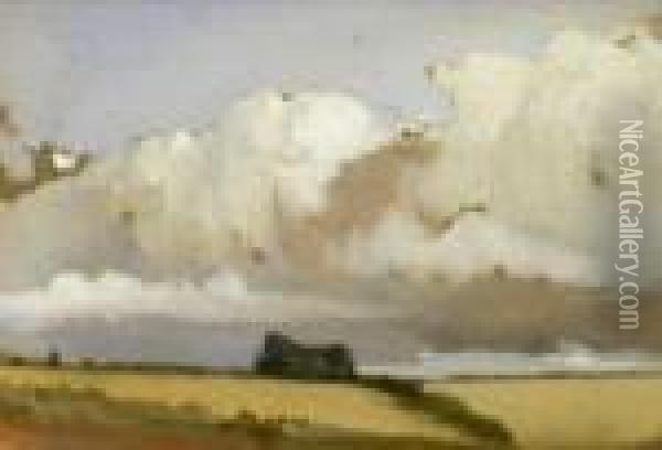 Study: Clouds Over Valley: A Double-sided Work Oil Painting - John Constable