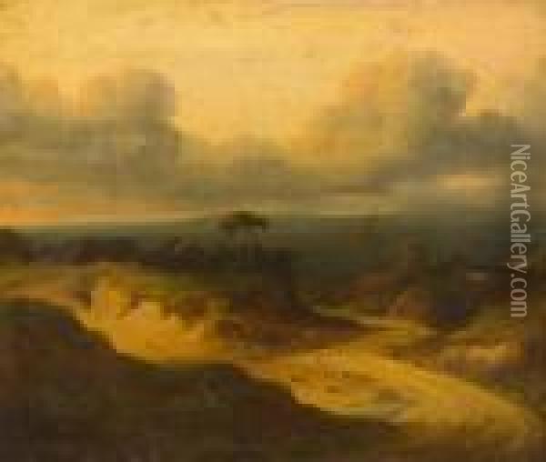 Landscape Under Brooding Skies Oil Painting - Georges Michel
