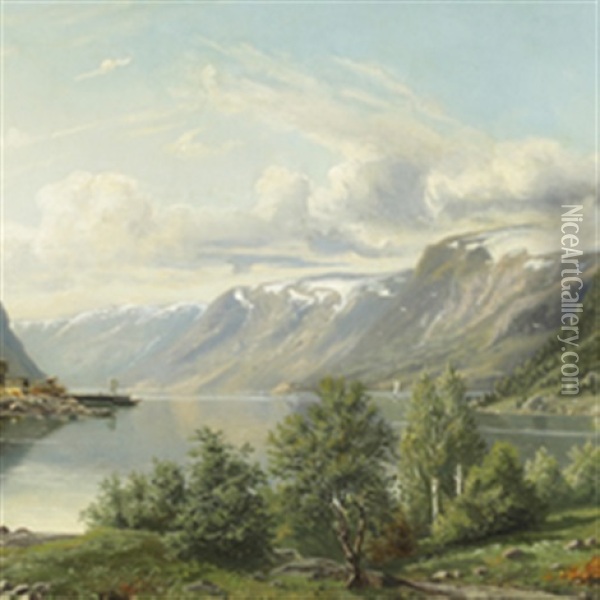 Vestlandsk Fjordparti Oil Painting - Ludvig August Haslund