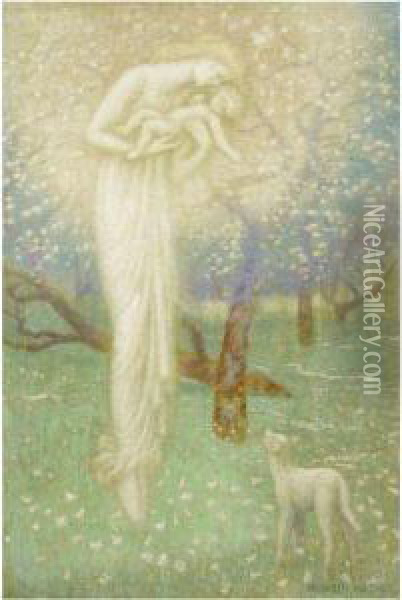 The Lamb Who Made Thee Oil Painting - Arthur Hughes