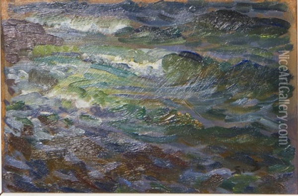 Beach Waves Oil Painting - Santeri Salokivi