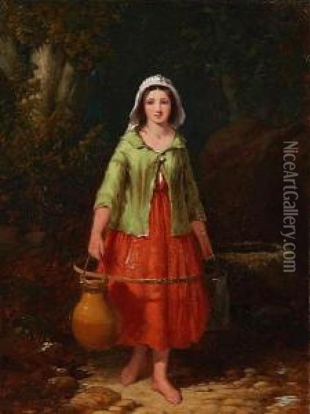 At The Well; At The Spring Oil Painting - Henry, Hobson Snr.