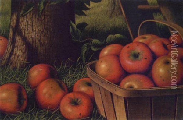 Still Life With Apples, Ladder And Tree Oil Painting - Levi Wells Prentice
