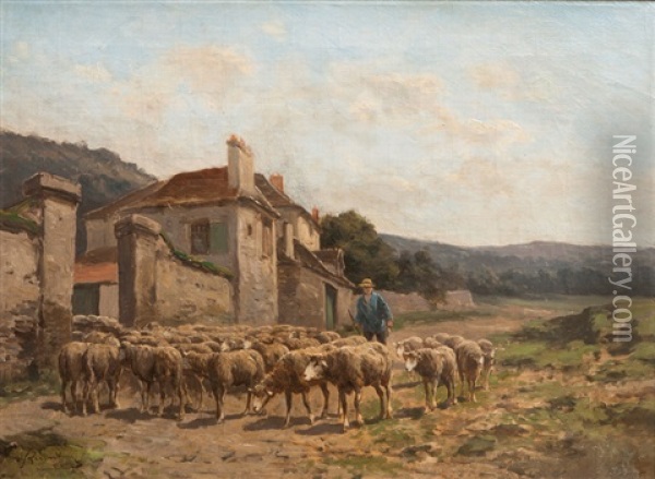 Returning Home Oil Painting - Clement (Charles-Henri) Quinton