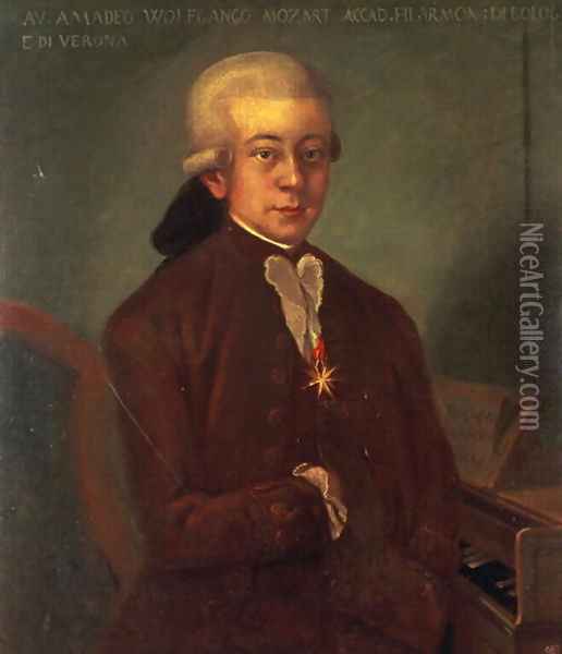 Portrait of Wolfgang Amadeus Mozart Oil Painting - Anonymous Artist