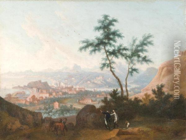 Veduta Di Nizza Dal Mont Alban Oil Painting - Angelo Antonio Cignaroli