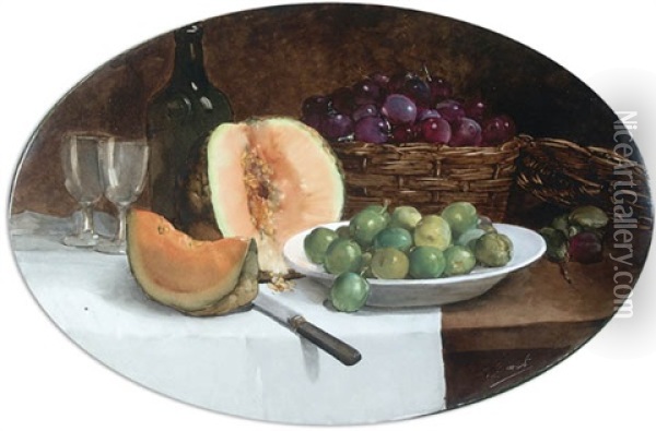 Still Life Of Fruit Oil Painting - Ernest Quost