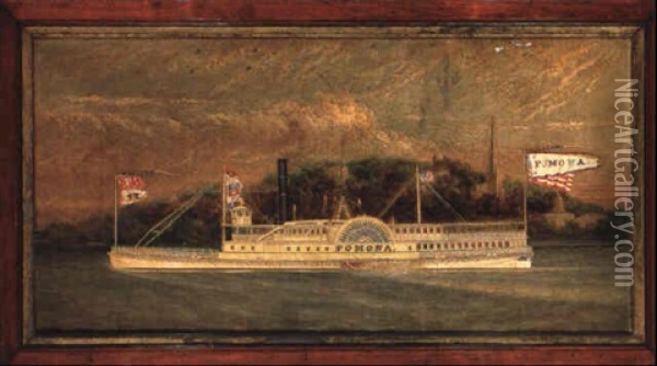 Steamboat 'pomona' Oil Painting - James Bard