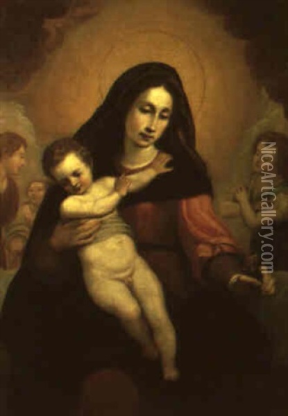 The Madonna And Child Accompanied By Angels Oil Painting - Domenico (il Passignano) Cresti