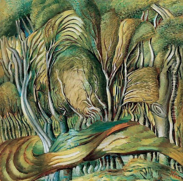 Fabled Forest 1935 Oil Painting - Vilmos Perlrott-Csaba