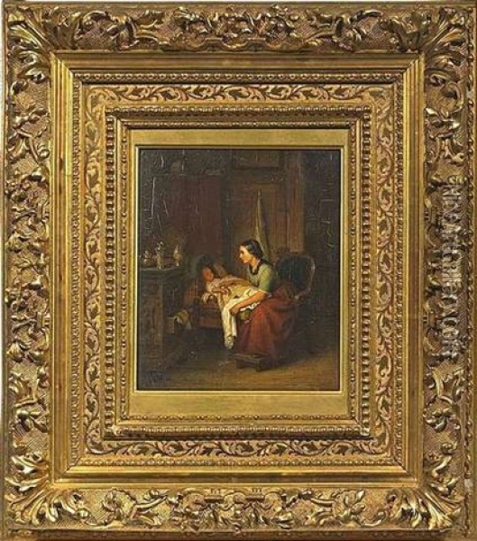 Stubeninterieur Oil Painting - Johann Georg Meyer von Bremen