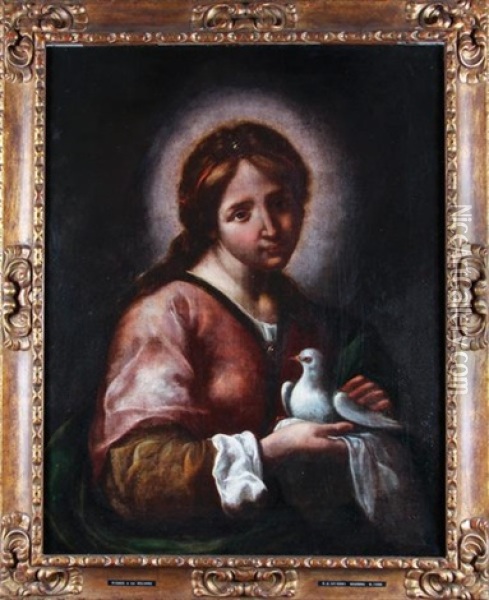 Vierge A La Colombe Oil Painting - Giovanni-Battista Ghidoni