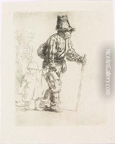 Peasant Family On The Tramp<</b> Oil Painting - Rembrandt Van Rijn