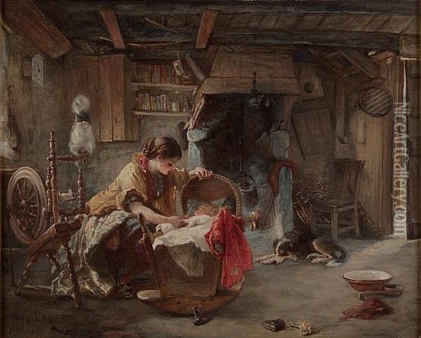 A Highland House Oil Painting - Otto Theodore Leyde