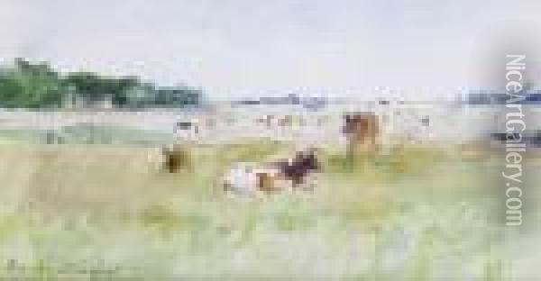 Vaches Dans Leur Pturage Oil Painting - Berthe Morisot
