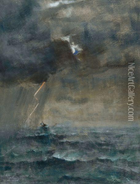 Marine Avec Eclairage Oil Painting - Aime Stevens
