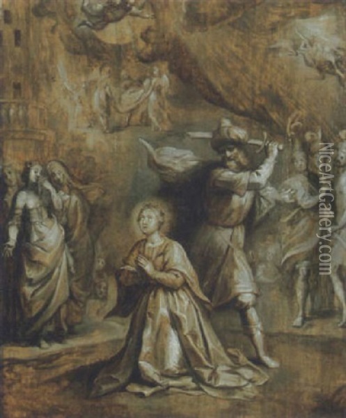 Die Enthauptung Der Heiligen Barbara Durch Ihren Vater Oil Painting - Hieronymus Francken the Younger