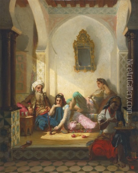Interieur A Alger Oil Painting - Joseph Caraud