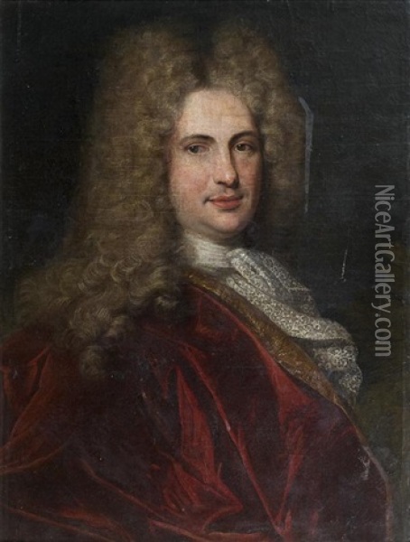 Portrait D'homme En Perruque Oil Painting - Andre Bouys