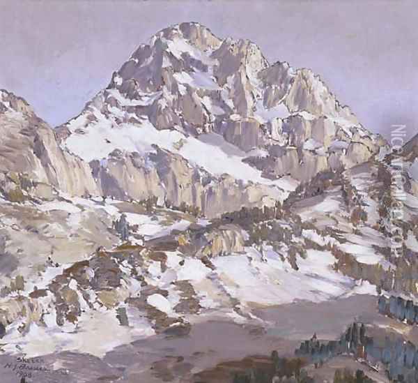 Mountain Peak Oil Painting - Henry Joseph Breuer