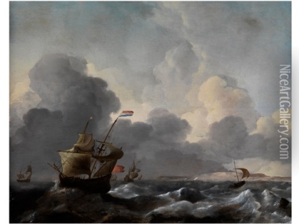 Segelschiffe Auf Sturmischer See Unter Hohen Gewitterwolken Oil Painting - Ludolf Backhuysen the Elder
