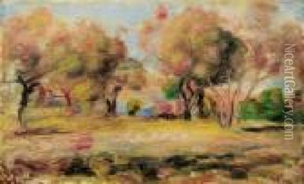 Paysage D'automne Avec Une Mare Oil Painting - Pierre Auguste Renoir