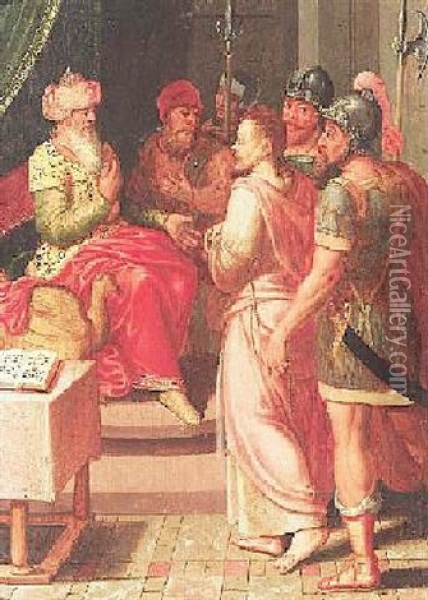 Christus Vor Kaiphas Oil Painting - Ambrosius Francken the Younger