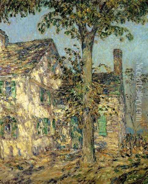 Sunlight on an Old House, Putnam Oil Painting - Frederick Childe Hassam