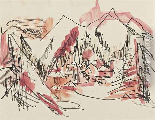 Landscape (Landschaft) Oil Painting - Ernst Ludwig Kirchner