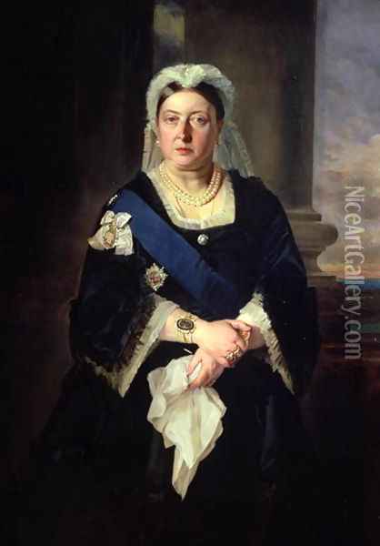 Queen Victoria (1819-1901) after Baron Heinrich von Angeli (1840-1925) Oil Painting - Henrietta Mary Ward