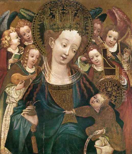 Virgin and Child with Angels c. 1420 Oil Painting - German Unknown Masters