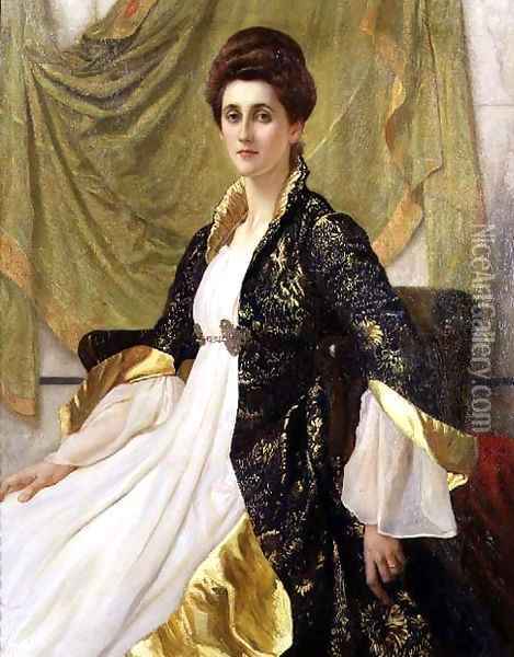 Portrait of Mrs Ernest Moon nee Emma de Villiers Lamb 1888 Oil Painting - Sir William Blake Richmond